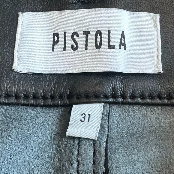 Pistola Rhea Black Faux Vegan Leather Mini Skirt Cargo Pockets Size 31 Women's - Picture 14 of 14